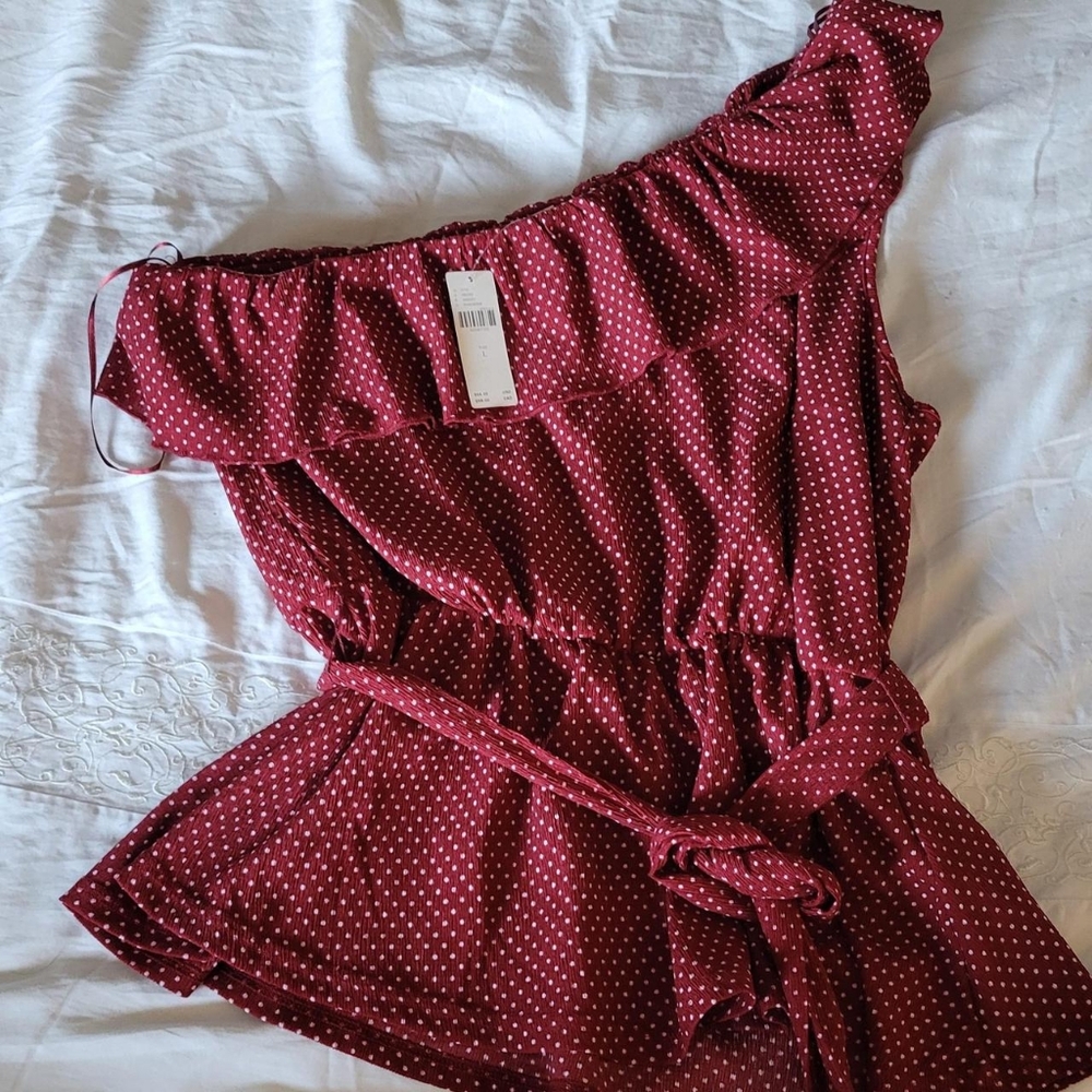Anthropolgie Maeve, one shoulder top burgundy blouse